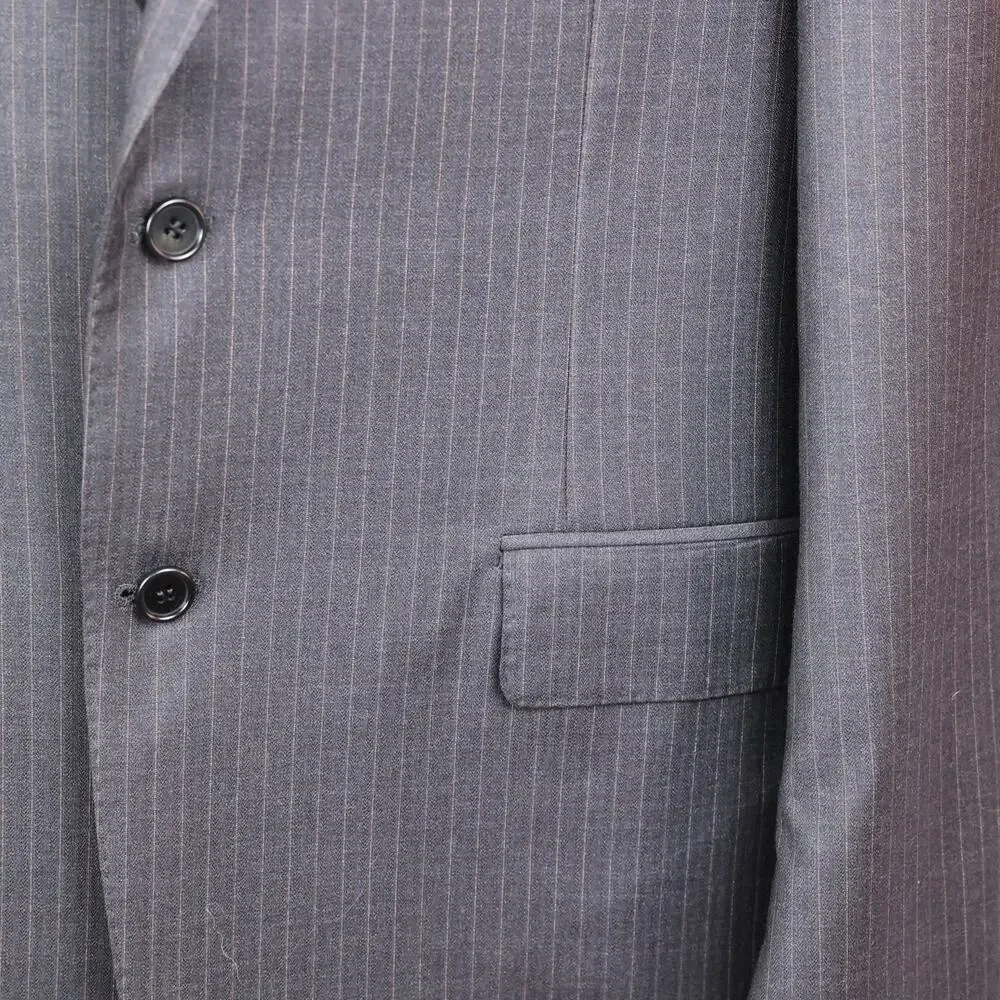 Canali Charcoal grey pinstripe pure wool mens suit jacket 52